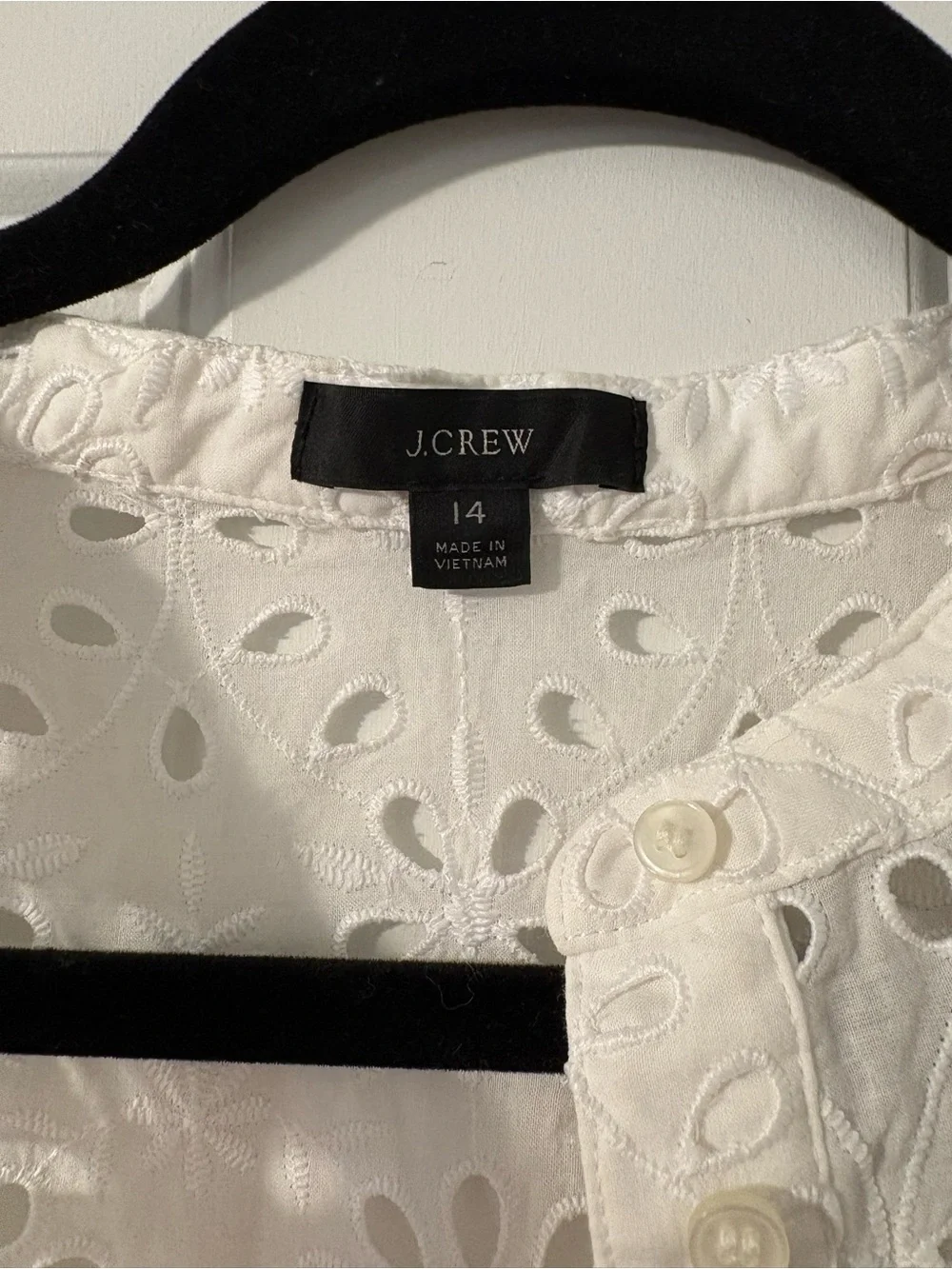 J. Crew White Eyelet Tiered Cotton Dress - Size 14